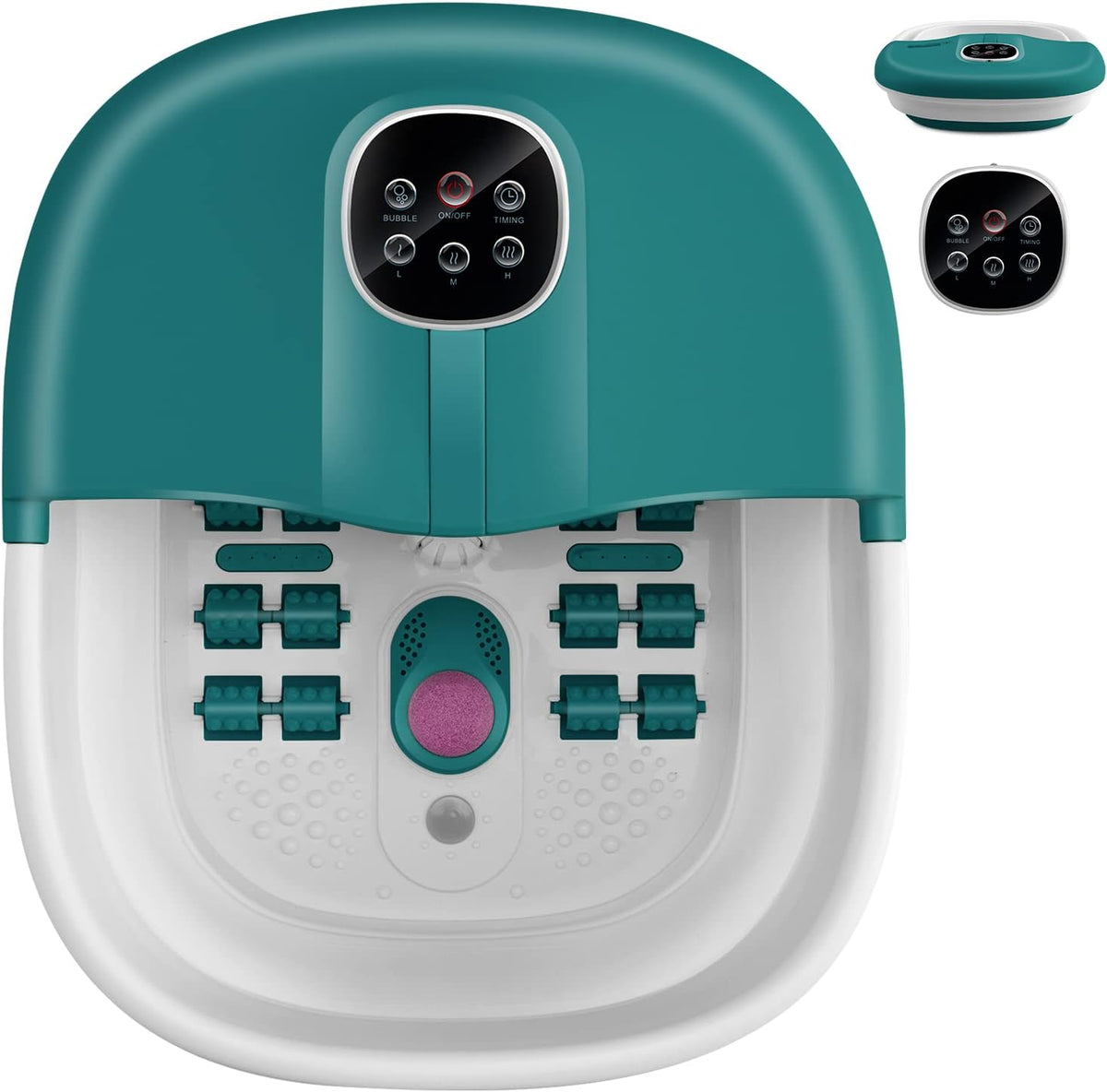 Masażer do stóp GOPLUS, 30 cm, 500 W – Niebieski, składana konstrukcja, Elektryczna łaźnia stóp składana z Bull, Pierre Ponce Shiatsu