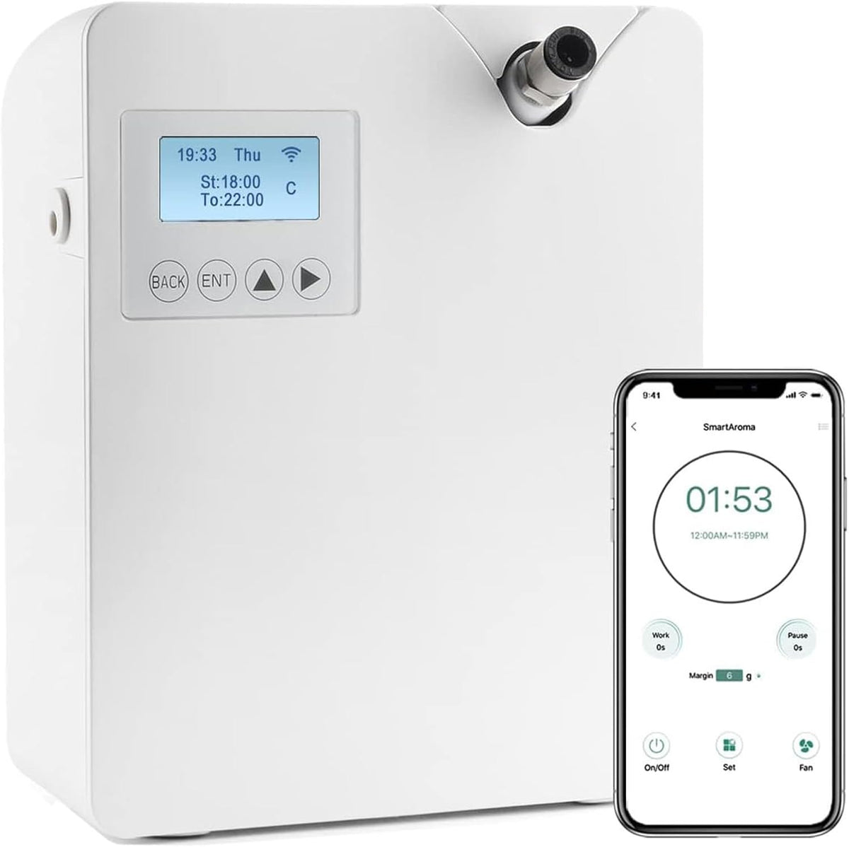 Zasadnicze dyfuzory olejowe HYQNG, 300 ml – Biały, Bluetooth, Wi-Fi, Maszyna powietrza – dyfuzor, do domu