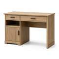 Schreibtisch in Natur-Eiche und Schwarz, 120 × 50 × 76 cm, mit 2 Schubladen, offenem Fach und Schrank