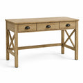 Schreibtisch aus Holzwerkstoff mit 3 Schubladen, Naturbraun/Schwarz, 120 × 50 × 75 cm, Landhausstil