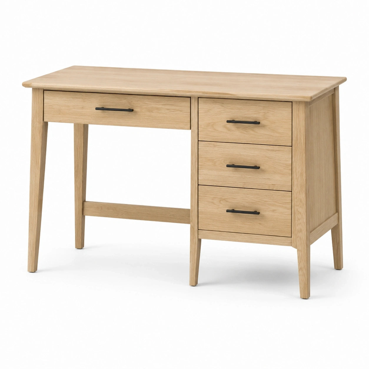 Schreibtisch im Landhausstil mit 4 Schubladen, Natur/Schwarz, 120 × 50 × 78 cm