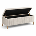 Gepolsterte Sitzbank mit Stauraum und Klappdeckel, Beige, 120 × 40 × 45 cm