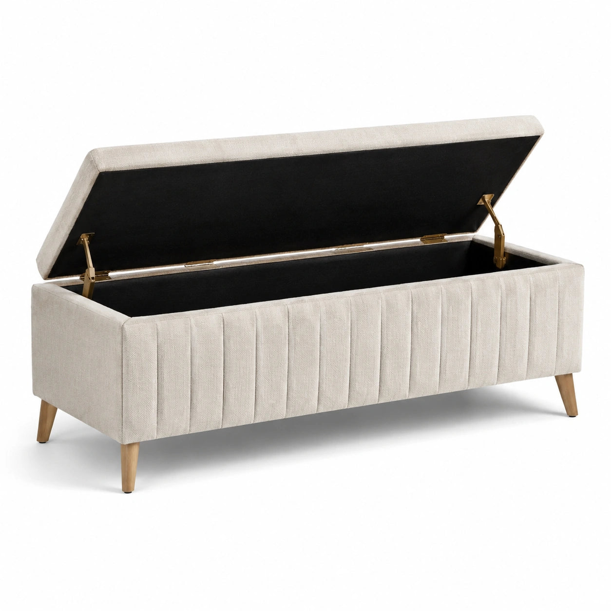 Gepolsterte Sitzbank mit Stauraum und Klappdeckel, Beige, 120 × 40 × 45 cm