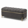 Gepolsterte Sitzbank mit samtähnlichem Textilbezug, Anthrazit/Gold, 120 × 45 × 45 cm