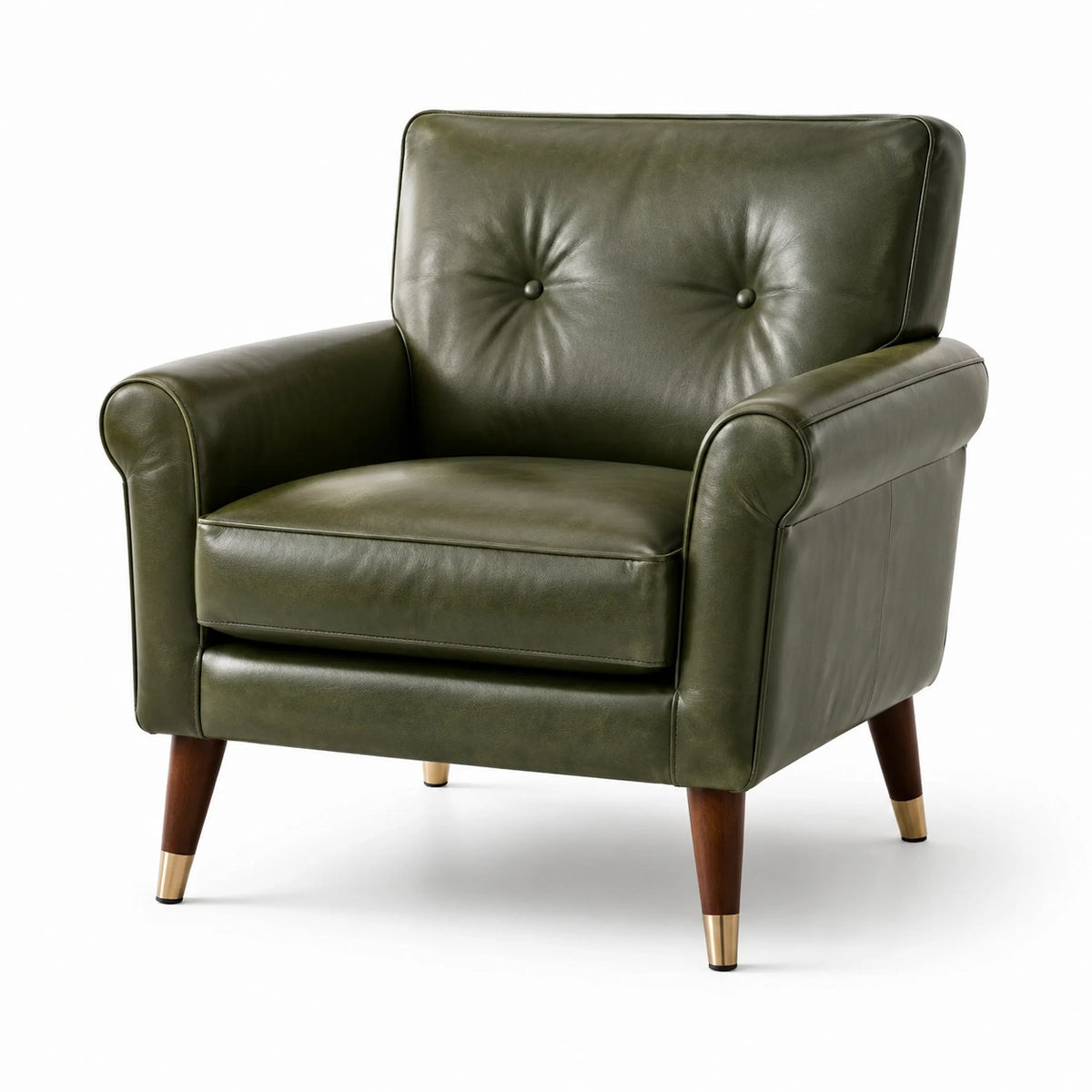 Gepolsterter Retro-Sessel aus Kunstleder in Olivgrün, 90 × 85 × 88 cm