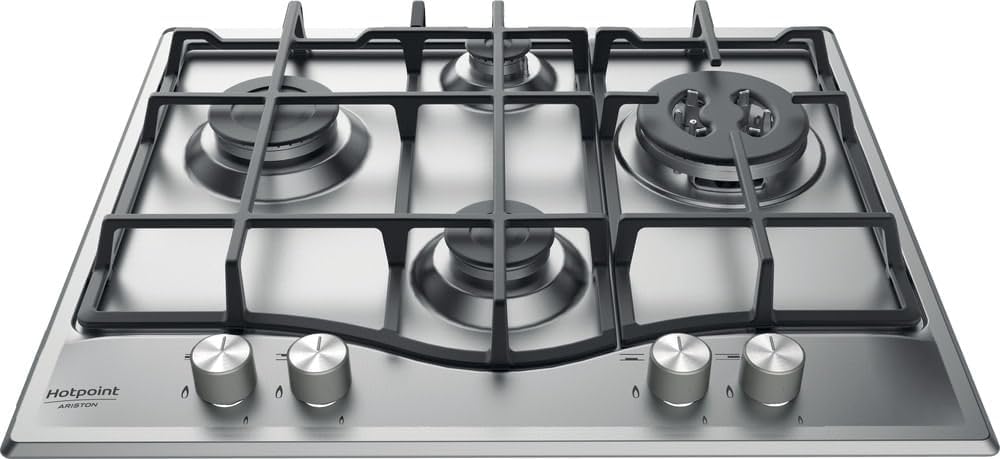Hotpoint Płyta grzewcza – 240 V, 600 mm, 8,85 kW, Srebrny/Czarny – stal nierdzewna, PCN 641 T/ix/A Podtynkowa płyta gazowa ze stali nierdzewnej