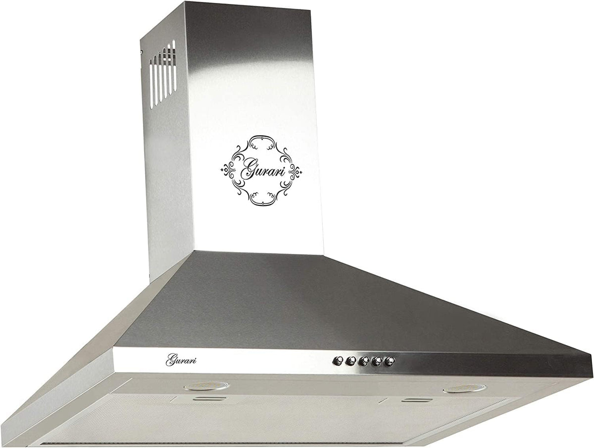 Okap kuchenny Gurari, 60 cm – 3 W, Srebrny / Czarny, stal nierdzewna, oświetlenie LED – 1000 m3 / h, 3 prędkości, instalacja ścienna, czarny
