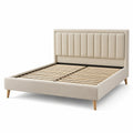 Modernes Polsterbett 170 × 215 × 110 cm für Matratze 160 × 200 cm, Beige, mit Holzlattenrost
