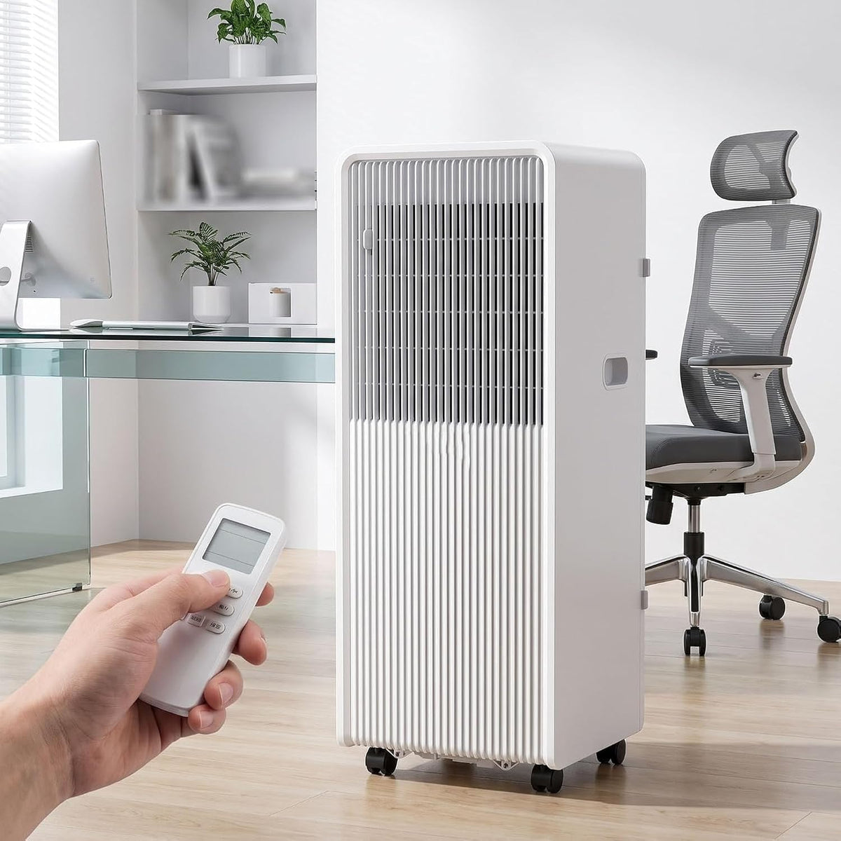 Klimatyzator przenośny Eouyt, klimatyzator mobilny, 10000 BTU, 20 litrów – Biały, 24- godzinna Klimatyzator, instalacja ścienna, zegar