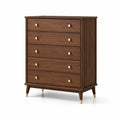 Schubladenkommode mit 5 Schubladen, 85 × 40 × 110 cm, Braun/Gold, Retro-Stil