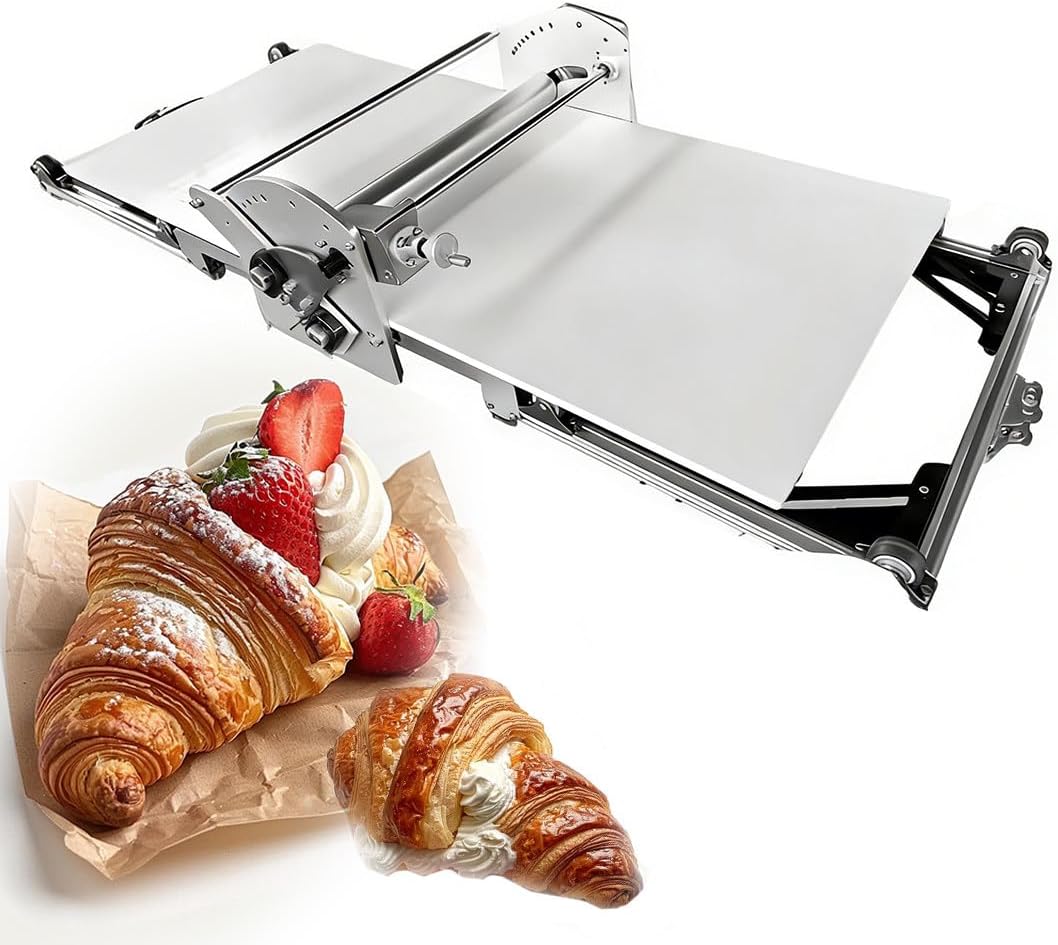 Maszynki do makaronu, 450 mm, Czarny – stal nierdzewna, składana konstrukcja, Maszyny do ciasta, 30 mm – pizza, profesjonalne