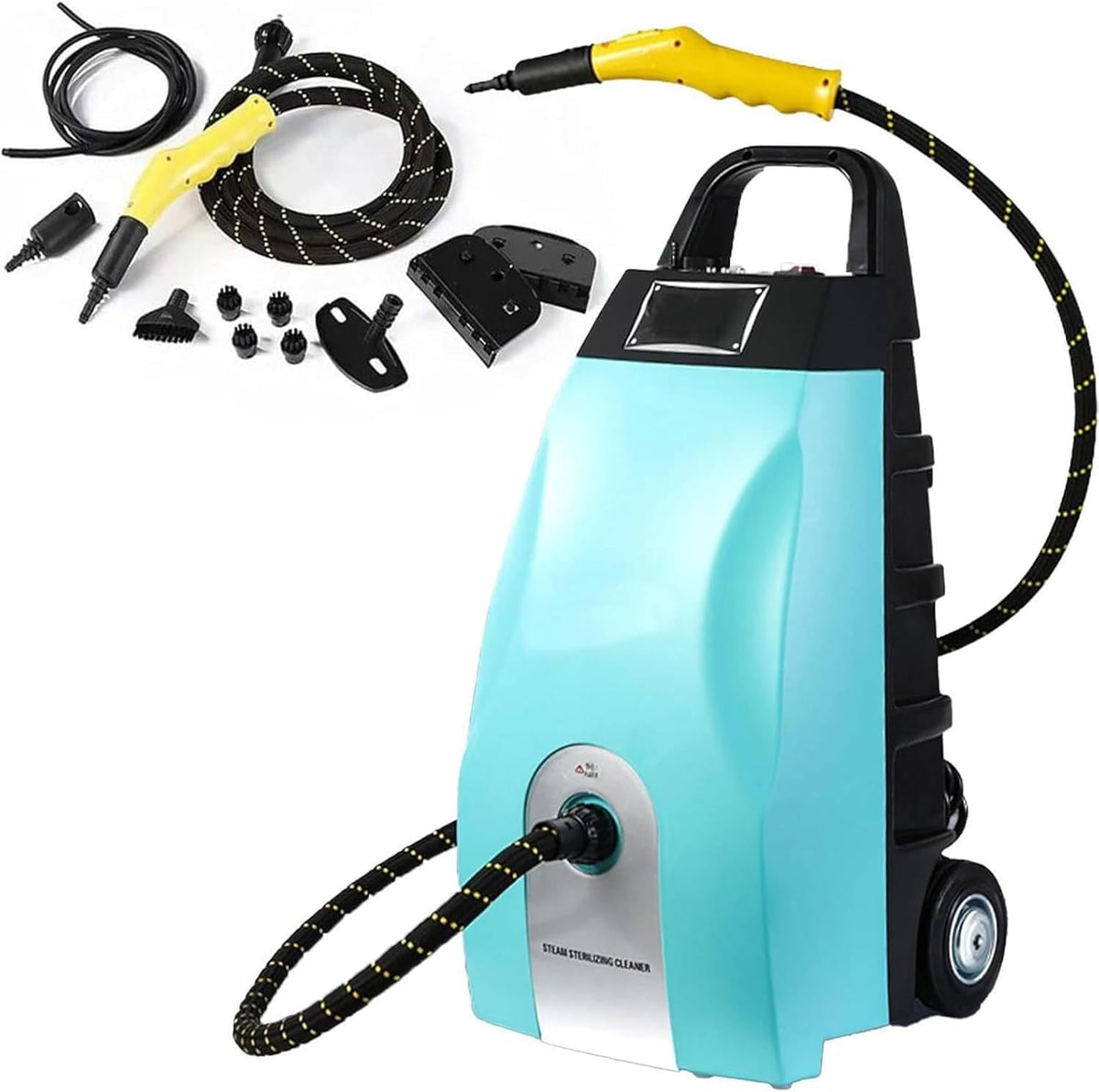 YMAOMAO Myjka parowa – 6 W, 3,5 l, 5 bar, Niebieski/Żółty – automatyczne wyłączanie, 6 w 1 parownica 2500 W