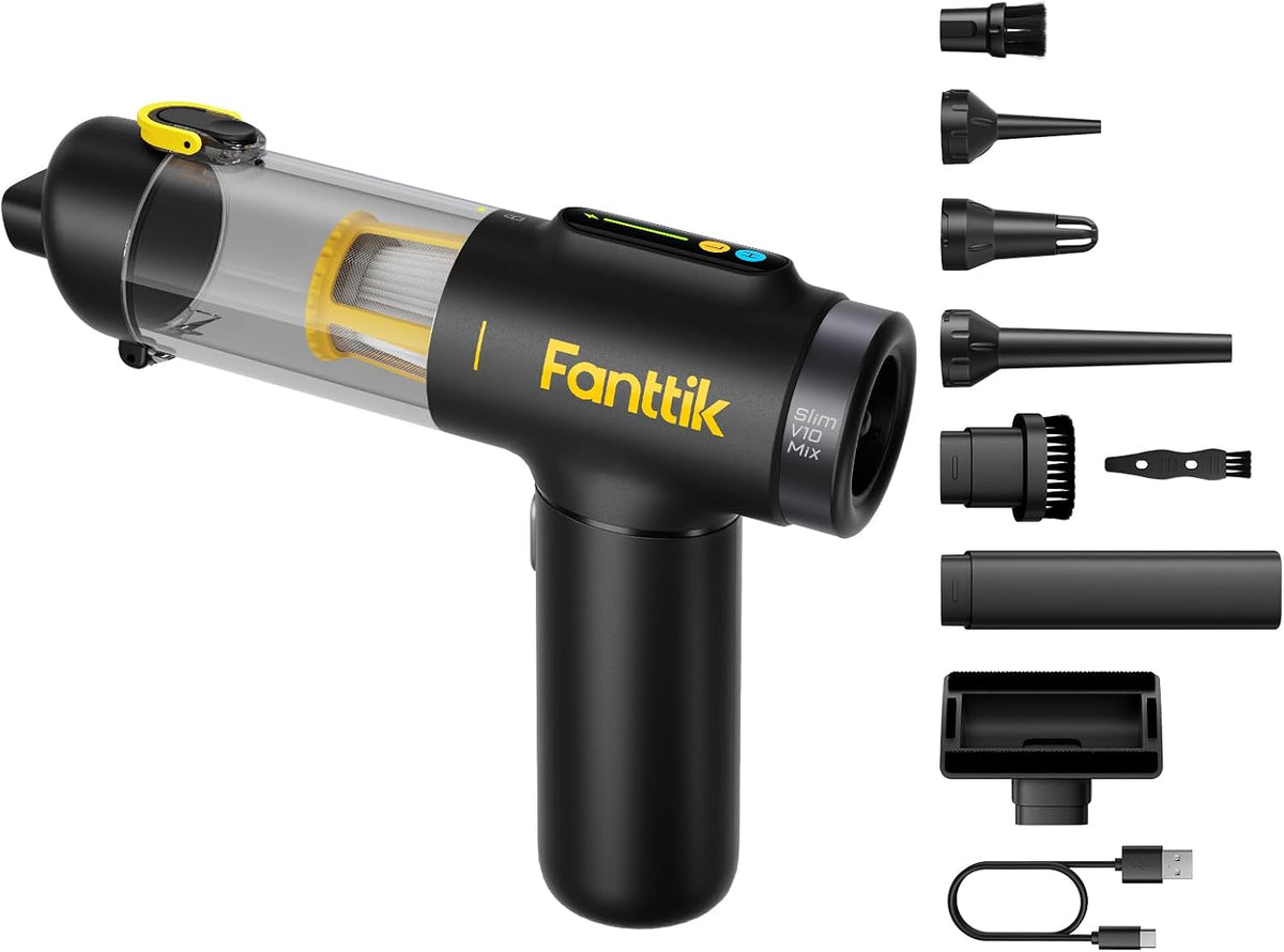 Fanttik Odkurzacz, V10, 16 kPa – 8 kPa, 19 kPa, Czarny, oświetlenie LED – ręczny, wąska, moc ssania 16 kPa, inteligentny ekran LED