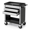 Werkzeugwagen aus Stahl mit 3 Schubladen und 4 Lenkrollen, 80 × 48 × 95 cm, Schwarz/Silber