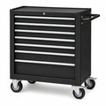 Abschließbarer Werkzeugwagen aus Stahl mit 7 Schubladen und 4 Lenkrollen, 77 × 46 × 97 cm, Schwarz/Silber