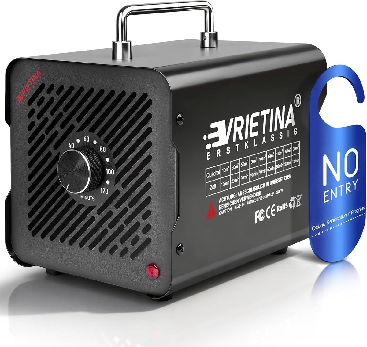 Oczyszczacz powietrza Vrietina – 150 W, 35 dB, 225 × 190 × 160 mm, Szary – Ozone maszyna, Generator, Przenośny
