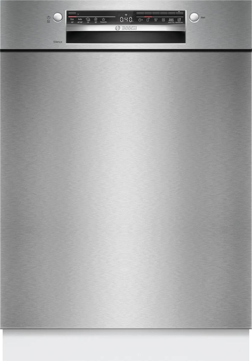 Bosch Zmywarka, SMU2ITS09E, 60 cm – 46 dB, Biały, stal nierdzewna, regulowana wysokość – składana konstrukcja, varioSpeed Plus, sztućce, tłumik
