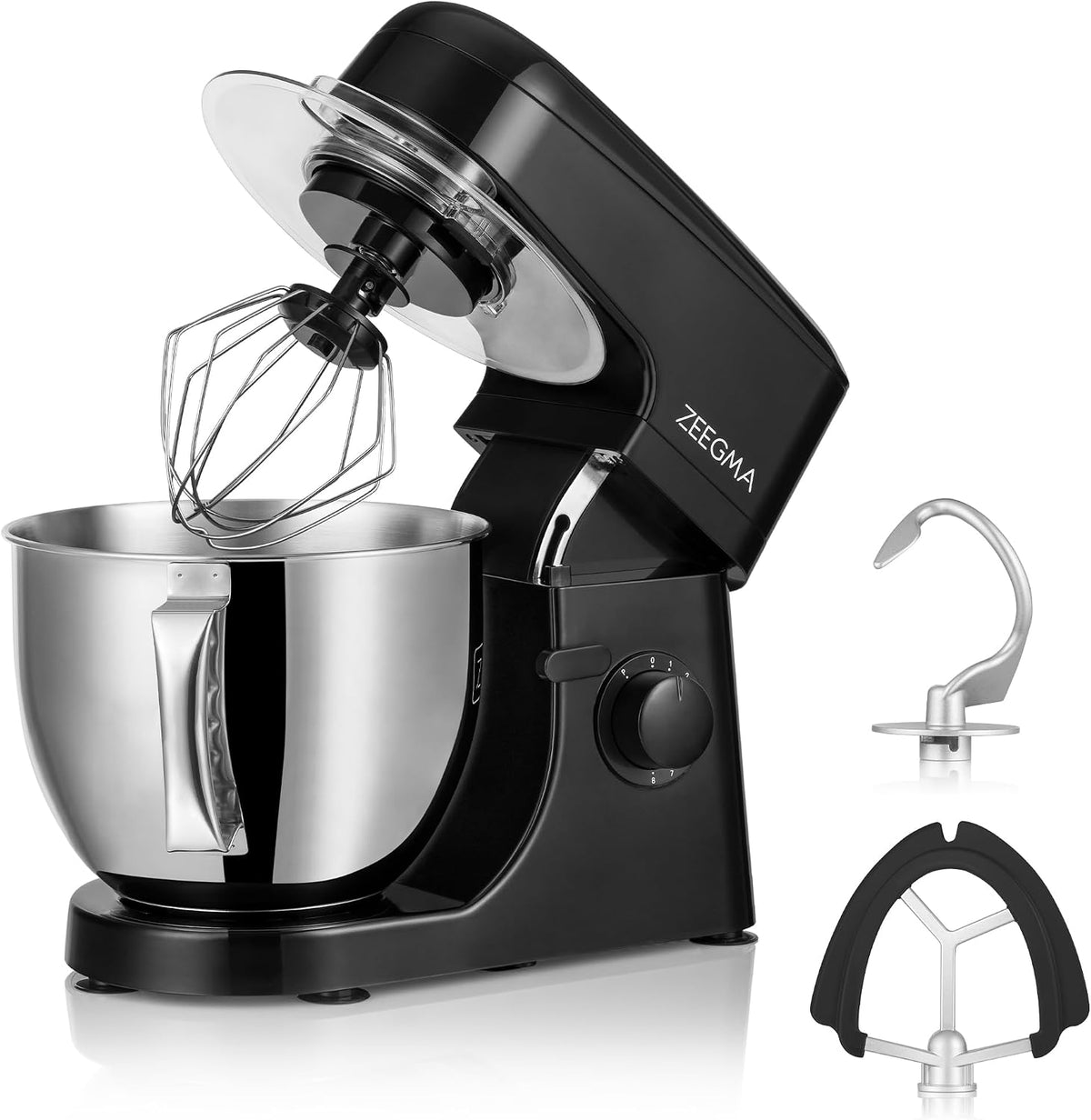 Zeegma Robot kuchenny – 1800 W, 5 L, 22 cm, Czarny/Srebrny – zabezpieczenie przed przegrzaniem, PLANEET MIX Robot Planetarny 1800 W