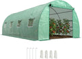 Outsunny Szklarnie, 6 x 3 x 2 m, 140 g – Zielony, metal, ochrona UV, Szklarnia foliowa ok. 6 x 3 x 2 m szklarnia foliowa z 8 oknami
