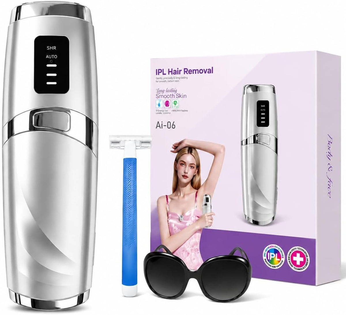 Mulbijeo Depilatory IPL, Srebrny, depilator IPL – Ergonomiczny design, Dypilator Kobiet, PC Trwały materiał