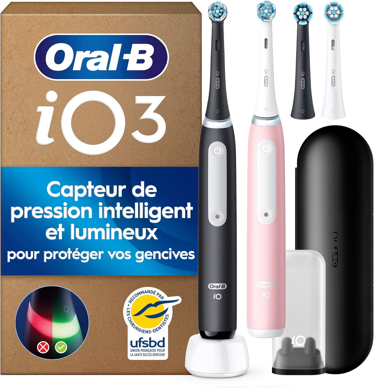 Obrót Oral-B – Różowy, Czarno-różowy, 4 Szczotki, Szczotki oral- B z elektrycznymi zębami iO 3 Duo