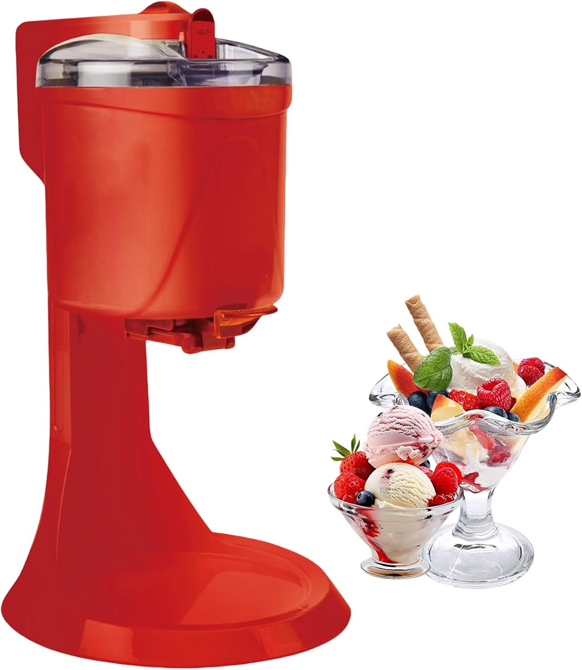 Xjymposium Kostkarka do lodu, maszyna do lodu, 558 x 393 x 636 mm – 1000 ml, 4 kg, Czerwony, Maszyna sorbetowa – przenośna, i sorbetu, czerwona