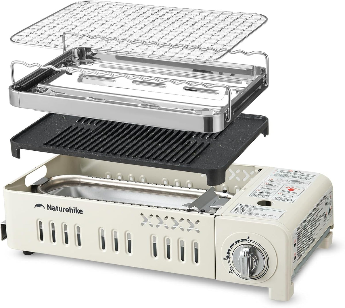 Naturehike Grill, 38.6 × 21,5 × 12 cm, 2,2 kW, 2,6 kg – Szary, automatyczne wyłączanie, kuchenka turystyczna, Płyta gazowa – przenośny, plener