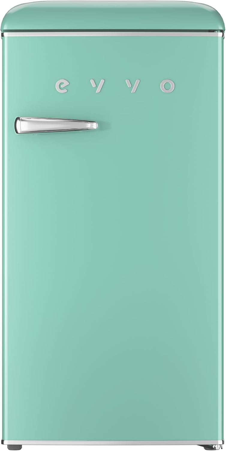 EVVO Minilodówka, mała lodówka, F26, 84 l – 90 x 48,7 x 59,2 cm, 40 dB, Miętowy, oświetlenie LED – energooszczędna, cicha regulacja temperatury