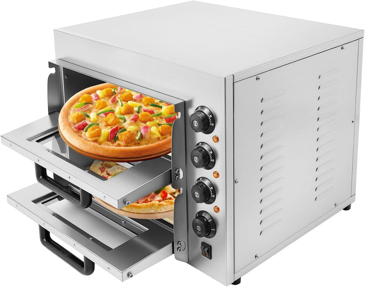 GGbaony Piec do pizzy, 5 x 44 cm, 20 l, 3000 W – Czarny / Srebrny, Elektryczny, 57 x 47, 50 do 350°C – profesjonalny