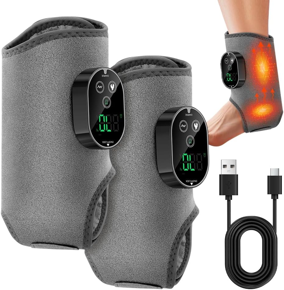 Ruioomeep Masażer do stóp – 3 W, 100 mm, 5 V, Szary – USB, 3 w 1, Elektryczny grzejnik, przenośny – licznik, zestaw 2 elektryczne masaże stóp 3 w 1