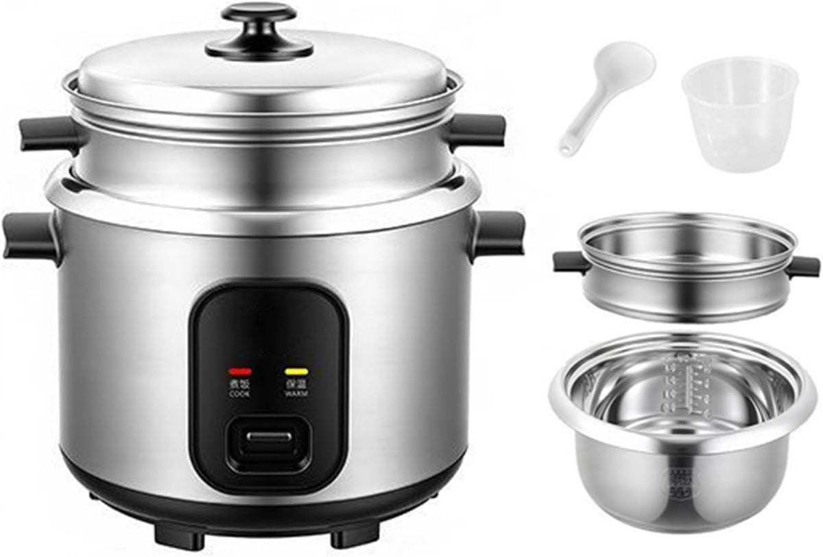ZHANGMIN Ryżowar, 240 V, 400 W, 2 l – Srebrny, stal nierdzewna, Kuchenka, elektryczna kuchenka ryżowa – powłoka nienakładająca się, funkcja ogrzewania