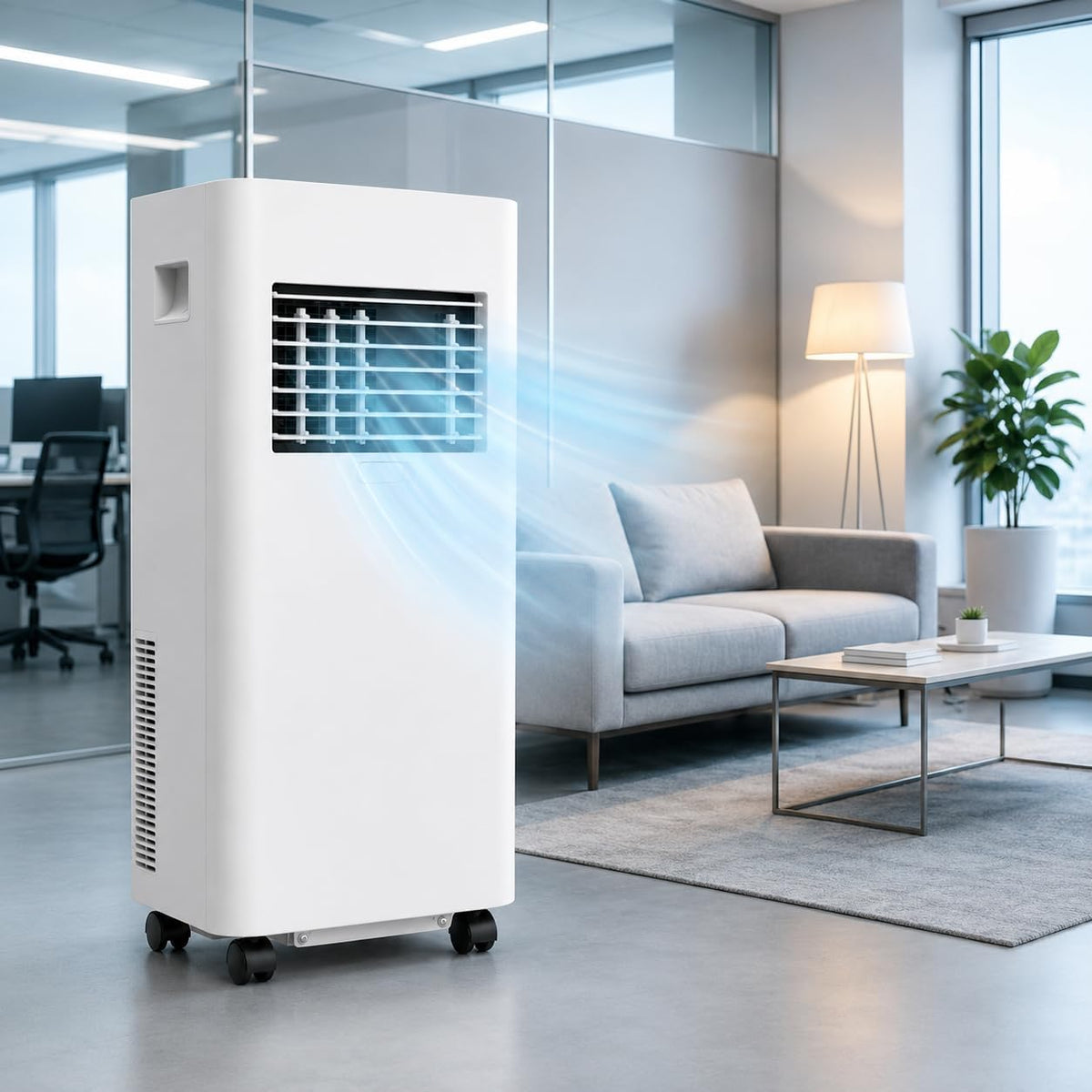 Klimatyzator przenośny MIRRSSET – klimatyzator mobilny, 500 W, 20 m, 5 l – Czarny, oświetlenie LED, Klimatyzator 24H, 150 m3 / h – przenośny