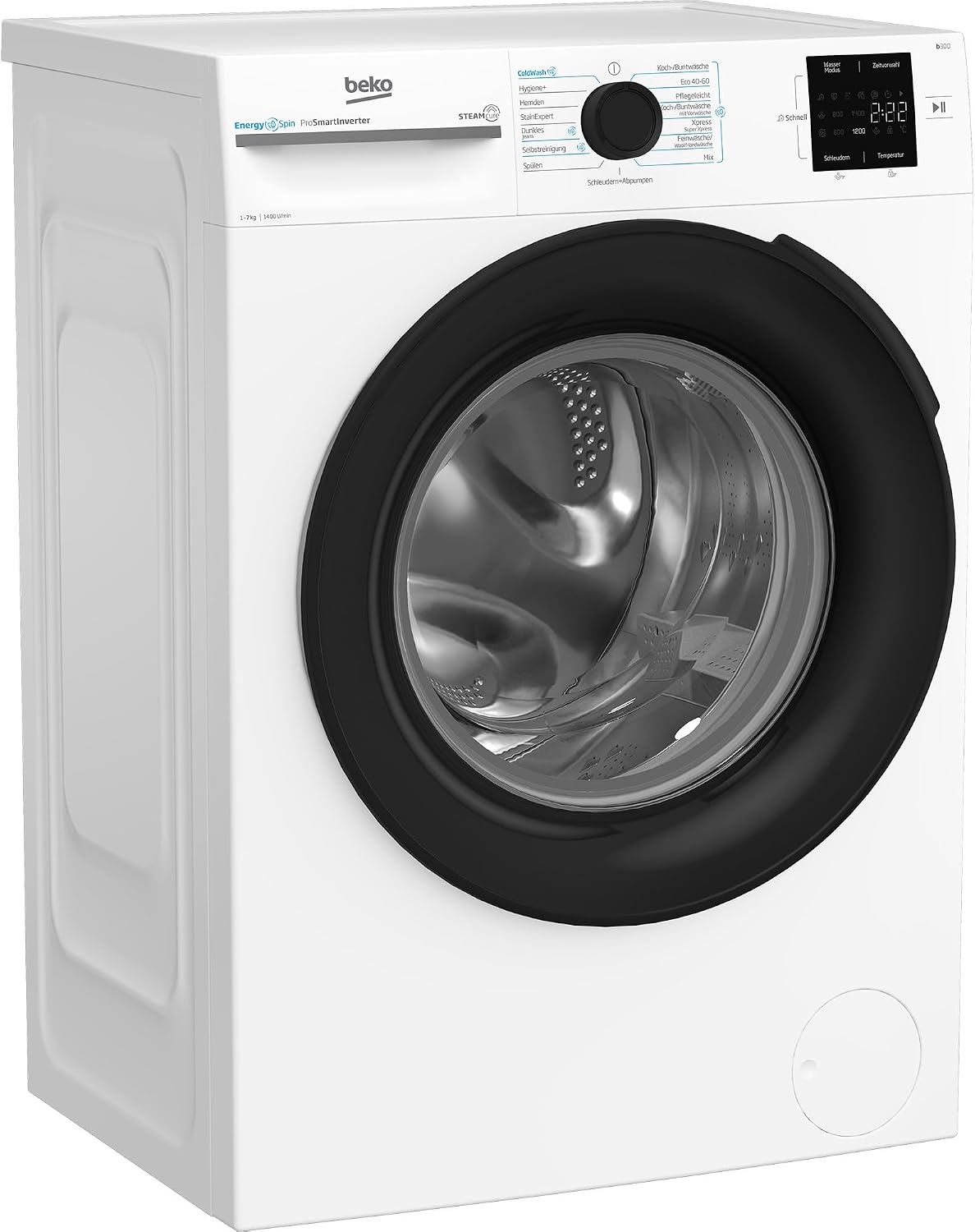 BEKO Pralka – BM3WFU3741X, 7 kg, 1400 obr./min, 2 W – Biały, samoczyszczenie, 2 w 1, BM3WFU3741X wolnostojąca – EnergySpin