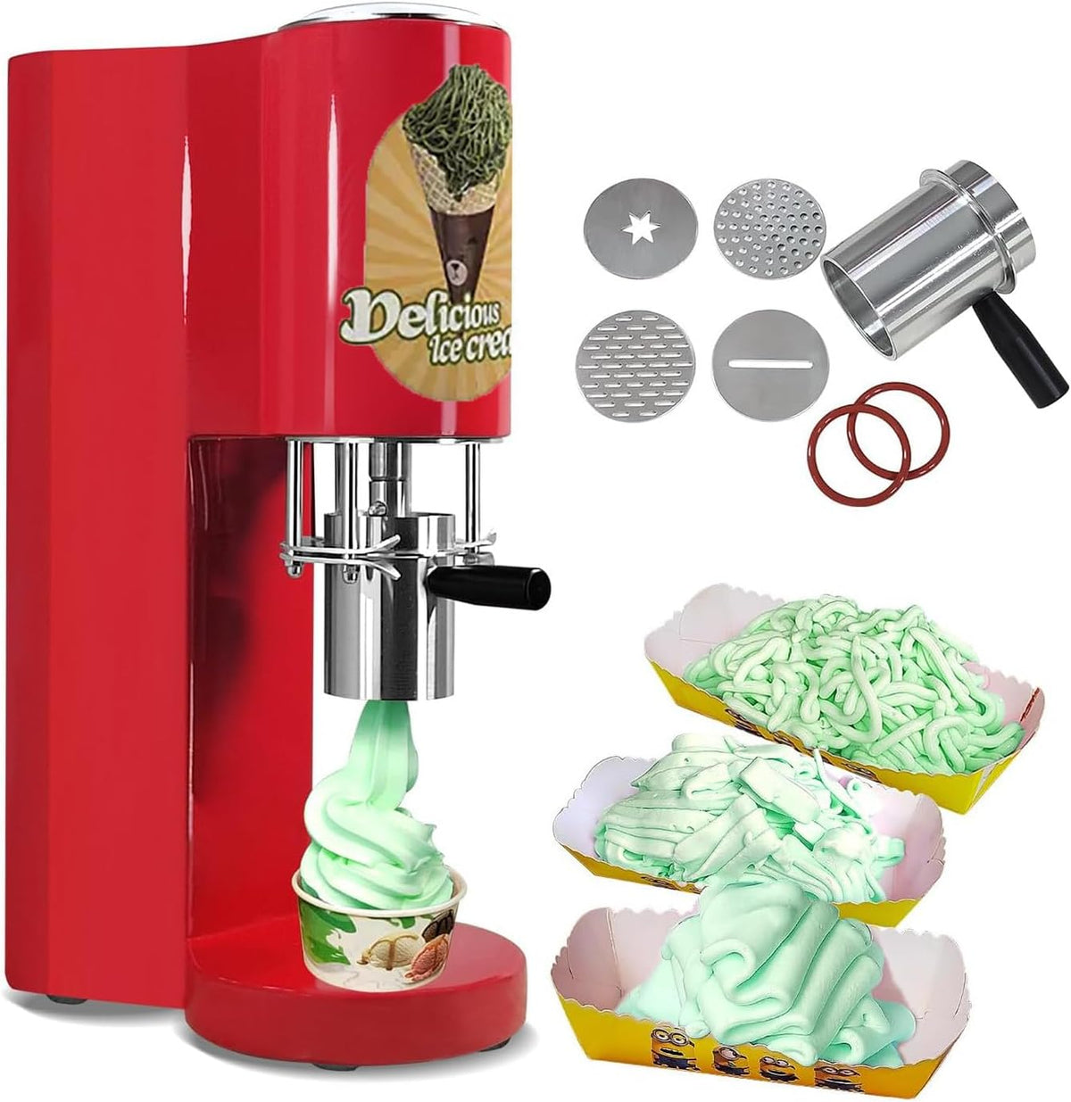 Kostkarka do lodu flatpincololee, maszyna do lodu, 80 W – 420 ML, 30 x 20 x 57 cm, Czerwony, stal nierdzewna – profesjonalny, 420 ML pojemności