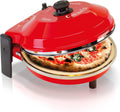 SPICE Piec do pizzy, 32 cm – 1200 W, Czerwony, Piekarnik Pizza Caliente z kamieniem szamotowym 32 cm i oporem koła