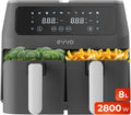 EVVO Frytkownica beztłuszczowa, air fryer, 8 l – 800 W, Czarny, automatyczne wyłączanie, 10 programów – powłoka non- stick