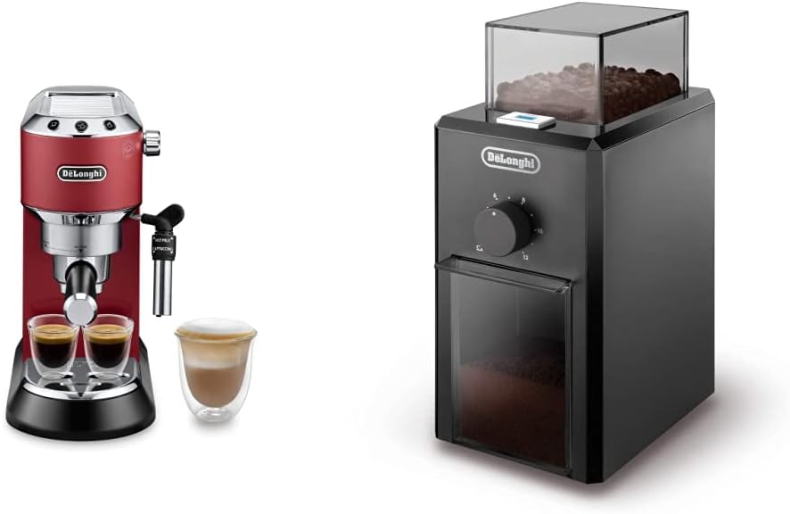 Ekspres do kawy DELONGHI – KG79, 120 g, 15 cm, 110 W – Czerwony / Czarny, Mill KG79, młyn do ziaren kawy, elektrycznej – duży zbiornik, czarny