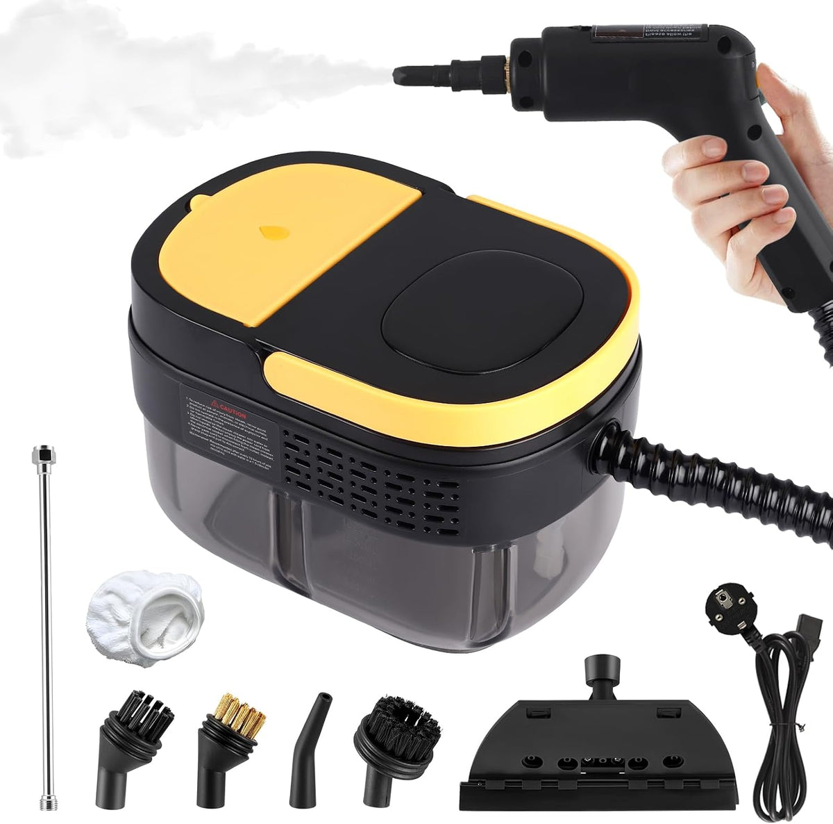 Myjka parowa Neulriscn – 2500 W, 1100 ML, Czarny, Czyszczenie parowe – 3 poziomów, duży zbiornik, 1100 ML Duża pojemność zbiornika wody do czyszczenia