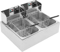 Frytkownica ARBGO, 6 l – 55 x 44 x 15 cm, 240 V, Czarny, Podwójne zbiorniki elektryczny Frymaker – do restauracji, 2 x 6 l, niezależne od temperatury
