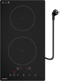Płyta indukcyjna FIREGAS, kuchenka indukcyjna, 30 cm, 3700 W – 56 dB, Czarny, automatyczne wyłączanie, płyta grzewcza – 2 pola grzewcze