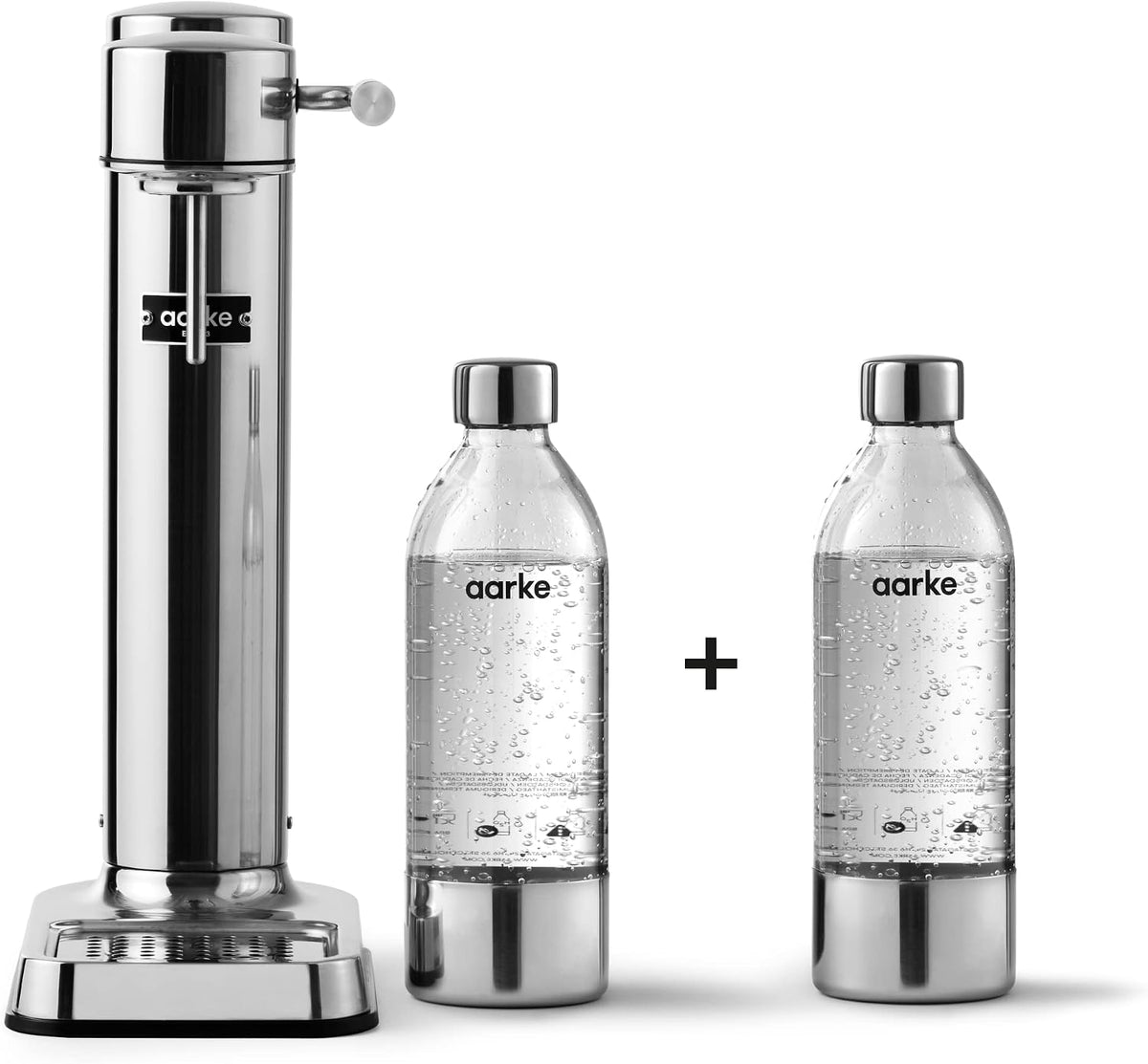 Urządzenia do napojów gazowanych AARKE, 800 ml – Srebrny, Carbonator 3, Saturator do Wody z Butelką (2 x 800ml), Wykończenie Stalowe