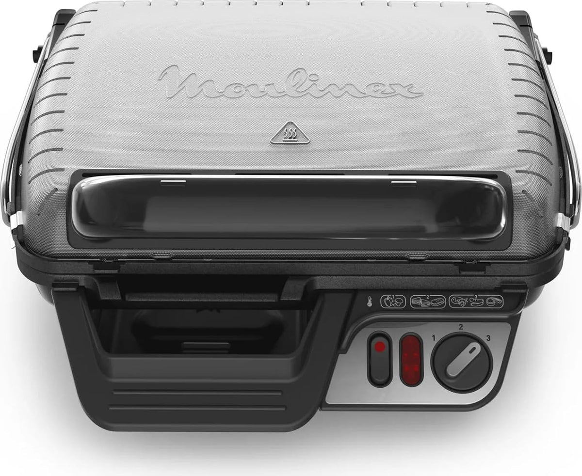 Moulinex Płyta grzewcza, GI3060, 2000 W – Srebrny, funkcja grilla, GI3060 grill, grill – termostat, do grillowania