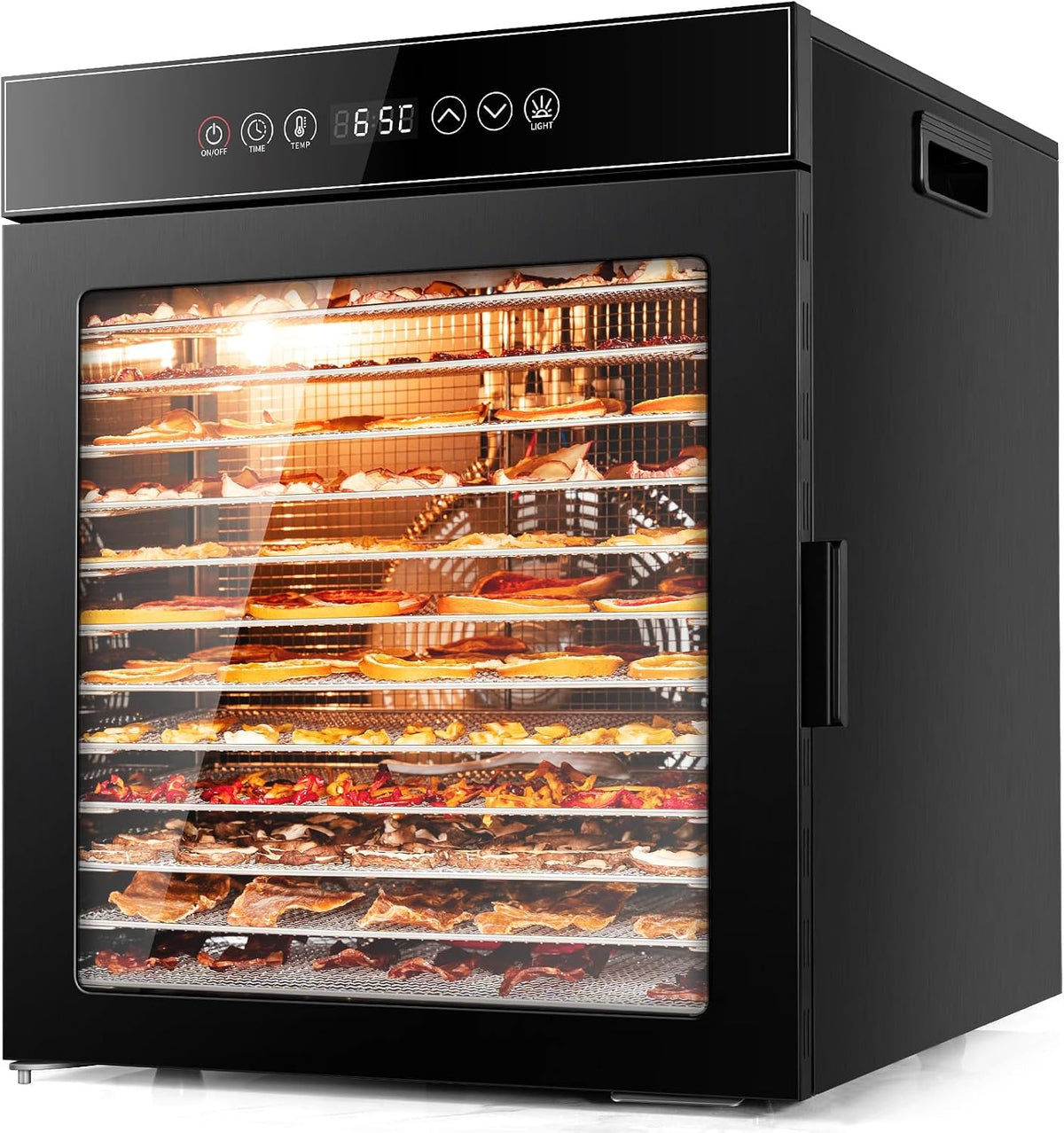 Suszarka do żywności Kwasyo – 900 W, Srebrny / Czarny, Wszystkie czarne, Kwasio Dehydrater Food 12 Stali nierdzewnej Płyty