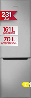 Zamrażarka Amica – 170 cm, 231 l, 3,2 kg, Srebrny – 3 szuflad, oświetlenie LED, kompresor, KGCN 387 140 E lodówko – wysokość 170 cm, szerokość 54 cm
