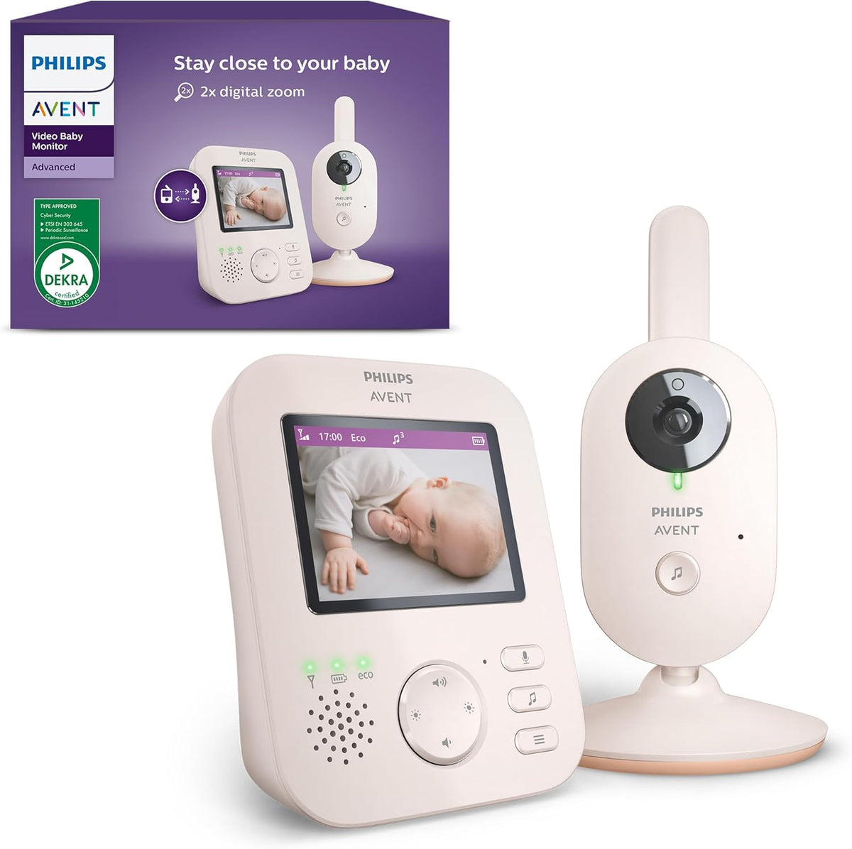 PHILIPS Monitory audio, SCD881, 7.2 cm – Czarny, praca bezprzewodowa, SCD881 / 26 Babyphone, kamera – monitor wideo dla dziecka, płyta IPS SCD881/26