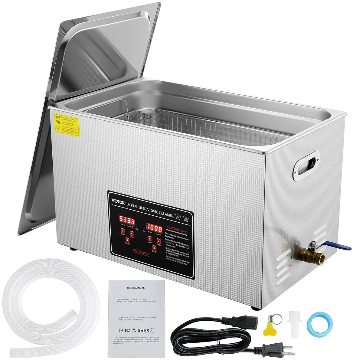 VEVOR Grzejnik elektryczny, 30 l – 500 x 300 x 200 mm, 7.9 W, Srebrny, stal nierdzewna – oświetlenie LED