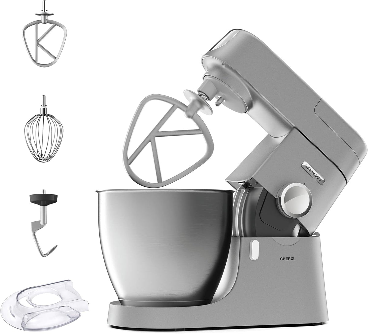 Kenwood Robot kuchenny, KVL4100S, 6.7 l – 1200 W, Srebrny, mikser planetarny, Planetarny Pastry Robot Chef XL – duża miska 6.7 litra