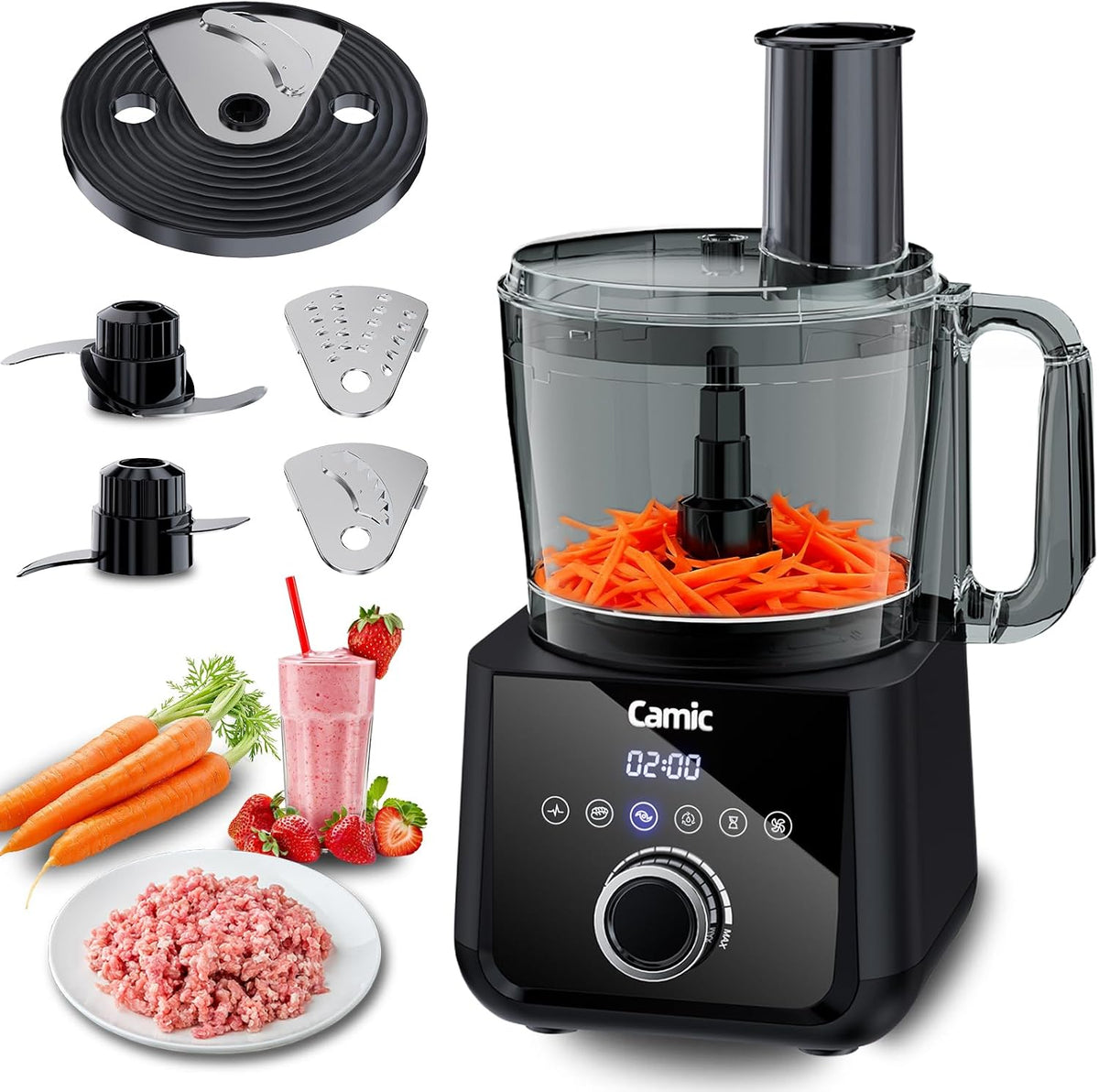 Robot kuchenny Camic, 2.5 l, 1500 W – Czarny, 3 w 1, Robot, 6 programów – do różnych zadań kuchennych