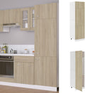 Lodówka Plumbpyr, 60 x 57 x 207 cm – Biały, 3 drzwi i 4 półki, płyty, patelnie – naczynia i przyprawy