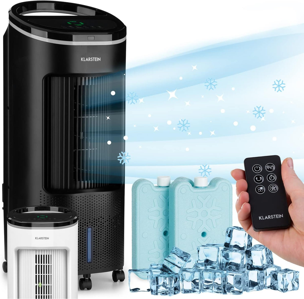 Oczyszczacz powietrza Klarstein, 4 W – 330 m, 58 dB, Czarny, IceWind Plus – 4 w 1: chłodnica powietrza, wentylator, nawilżacz